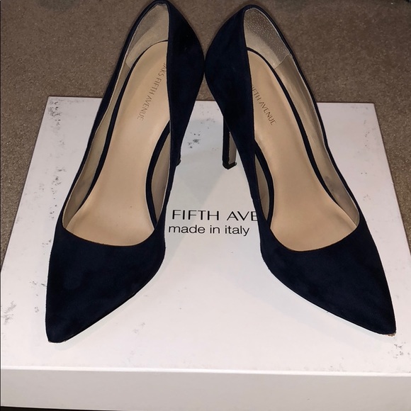 Saks Fifth Avenue Shoes Saks Fifth Avenue Brand Blue Suede Pumps Poshmark